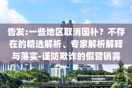 告發(fā):一些地區(qū)取消國(guó)補(bǔ)？不存在的精選解析、專(zhuān)家解析解釋與落實(shí)-謹(jǐn)防欺詐的假營(yíng)銷(xiāo)霧