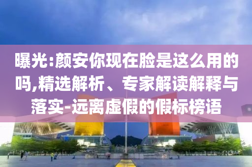 曝光:顏安你現(xiàn)在臉是這么用的嗎,精選解析、專家解讀解釋與落實-遠離虛假的假標榜語