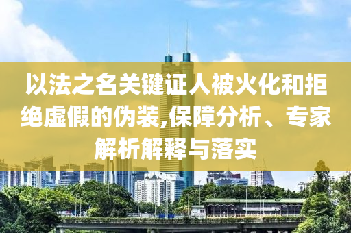 以法之名關(guān)鍵證人被火化和拒絕虛假的偽裝,保障分析、專家解析解釋與落實(shí)