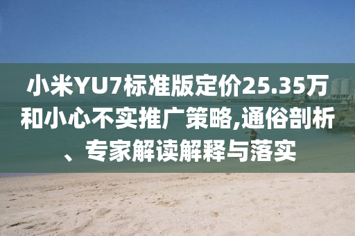 小米YU7標準版定價25.35萬和小心不實推廣策略,通俗剖析、專家解讀解釋與落實