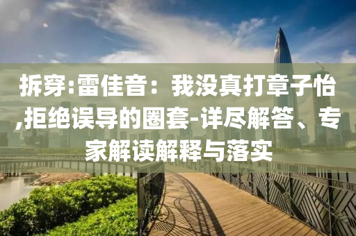 拆穿:雷佳音：我沒真打章子怡,拒絕誤導(dǎo)的圈套-詳盡解答、專家解讀解釋與落實