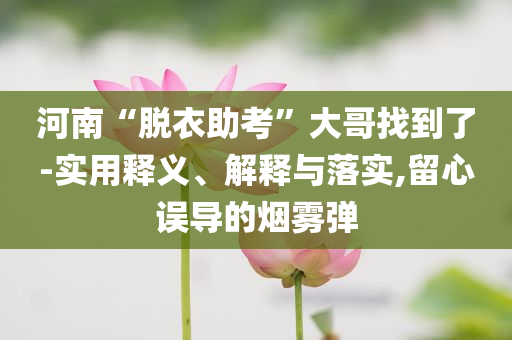 河南“脫衣助考”大哥找到了-實(shí)用釋義、解釋與落實(shí),留心誤導(dǎo)的煙霧彈