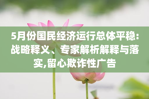 5月份國民經(jīng)濟(jì)運(yùn)行總體平穩(wěn):戰(zhàn)略釋義、專家解析解釋與落實(shí),留心欺詐性廣告