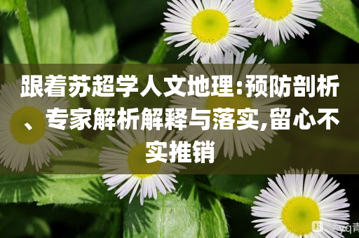 跟著蘇超學人文地理:預防剖析、專家解析解釋與落實,留心不實推銷