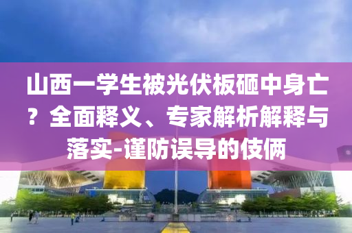 山西一學(xué)生被光伏板砸中身亡？全面釋義、專家解析解釋與落實(shí)-謹(jǐn)防誤導(dǎo)的伎倆