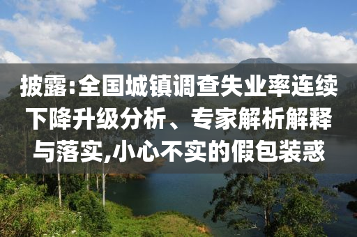 披露:全國城鎮(zhèn)調(diào)查失業(yè)率連續(xù)下降升級分析、專家解析解釋與落實(shí),小心不實(shí)的假包裝惑