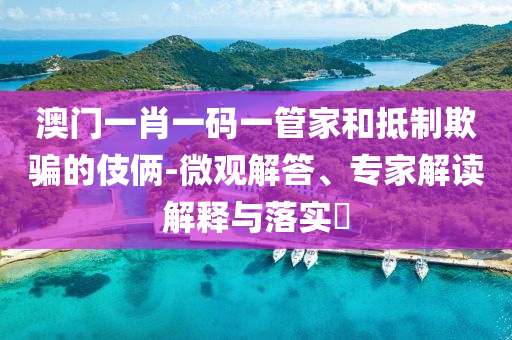 澳門一肖一碼一管家和抵制欺騙的伎倆-微觀解答、專家解讀解釋與落實(shí)?