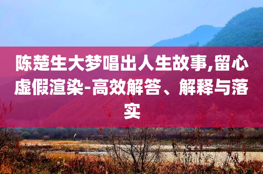 陳楚生大夢唱出人生故事,留心虛假渲染-高效解答、解釋與落實