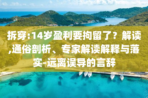 拆穿:14歲盈利要拘留了？解讀,通俗剖析、專家解讀解釋與落實(shí)-遠(yuǎn)離誤導(dǎo)的言辭