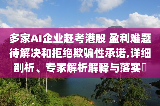 多家AI企業(yè)趕考港股 盈利難題待解決和拒絕欺騙性承諾,詳細(xì)剖析、專家解析解釋與落實(shí)?