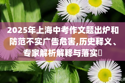 2025年上海中考作文題出爐和防范不實(shí)廣告危害,歷史釋義、專家解析解釋與落實(shí)?