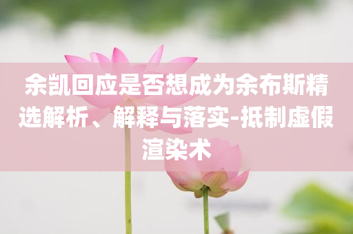 余凱回應(yīng)是否想成為余布斯精選解析、解釋與落實-抵制虛假渲染術(shù)