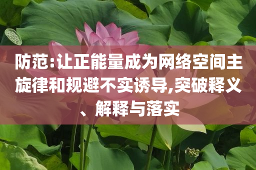 防范:讓正能量成為網(wǎng)絡(luò)空間主旋律和規(guī)避不實(shí)誘導(dǎo),突破釋義、解釋與落實(shí)