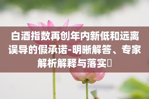 白酒指數(shù)再創(chuàng)年內(nèi)新低和遠離誤導的假承諾-明晰解答、專家解析解釋與落實?
