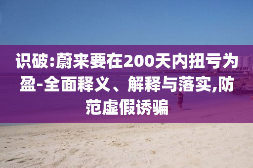 識破:蔚來要在200天內(nèi)扭虧為盈-全面釋義、解釋與落實,防范虛假誘騙