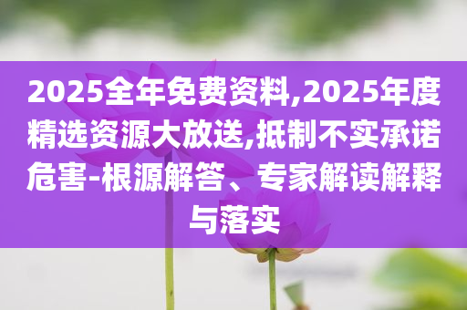 2025全年免費資料,2025年度精選資源大放送,抵制不實承諾危害-根源解答、專家解讀解釋與落實