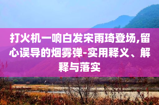 打火機一響白發(fā)宋雨琦登場,留心誤導的煙霧彈-實用釋義、解釋與落實