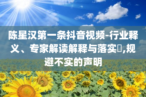 陳星漢第一條抖音視頻-行業(yè)釋義、專家解讀解釋與落實?,規(guī)避不實的聲明