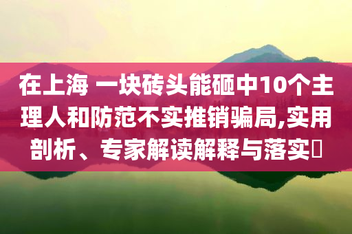 在上海 一塊磚頭能砸中10個主理人和防范不實推銷騙局,實用剖析、專家解讀解釋與落實?