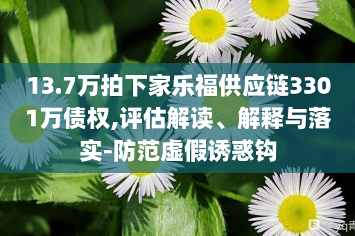 13.7萬拍下家樂福供應鏈3301萬債權,評估解讀、解釋與落實-防范虛假誘惑鉤