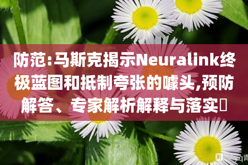 防范:馬斯克揭示Neuralink終極藍(lán)圖和抵制夸張的噱頭,預(yù)防解答、專家解析解釋與落實(shí)?