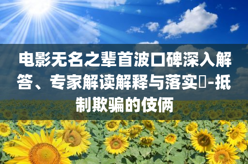 電影無名之輩首波口碑深入解答、專家解讀解釋與落實(shí)?-抵制欺騙的伎倆