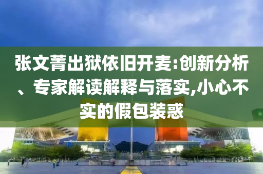 張文菁出獄依舊開麥:創(chuàng)新分析、專家解讀解釋與落實,小心不實的假包裝惑