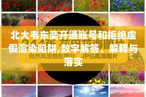 北大韋東奕開通賬號和拒絕虛假渲染陷阱,數(shù)字解答、解釋與落實