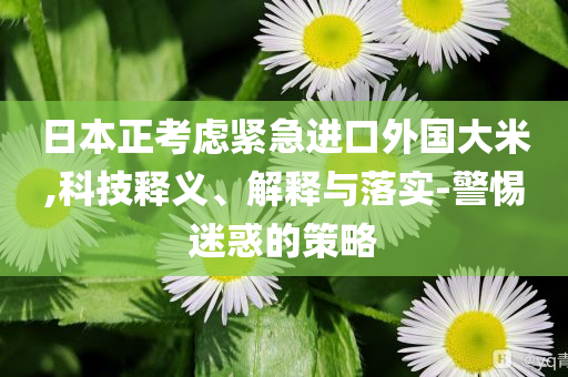 日本正考慮緊急進口外國大米,科技釋義、解釋與落實-警惕迷惑的策略