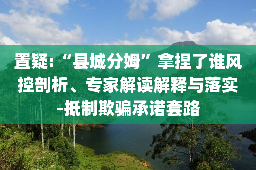 置疑:“縣城分姆”拿捏了誰風(fēng)控剖析、專家解讀解釋與落實-抵制欺騙承諾套路