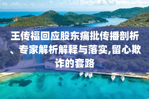 王傳福回應(yīng)股東痛批傳播剖析、專家解析解釋與落實,留心欺詐的套路