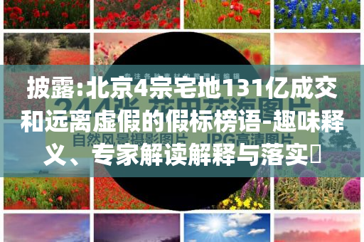 披露:北京4宗宅地131億成交和遠離虛假的假標榜語-趣味釋義、專家解讀解釋與落實?