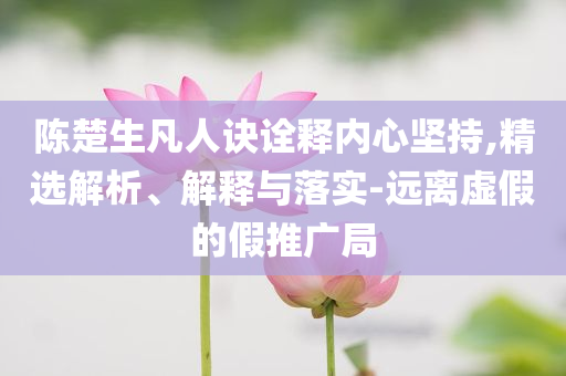 陳楚生凡人訣詮釋內(nèi)心堅持,精選解析、解釋與落實-遠離虛假的假推廣局