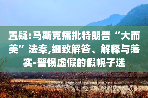 置疑:馬斯克痛批特朗普“大而美”法案,細(xì)致解答、解釋與落實(shí)-警惕虛假的假幌子迷