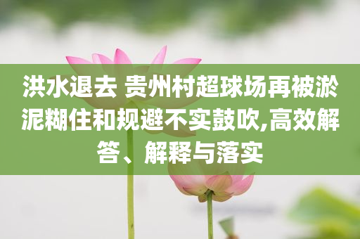 洪水退去 貴州村超球場再被淤泥糊住和規(guī)避不實鼓吹,高效解答、解釋與落實