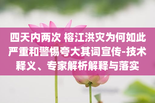 四天內(nèi)兩次 榕江洪災(zāi)為何如此嚴(yán)重和警惕夸大其詞宣傳-技術(shù)釋義、專家解析解釋與落實(shí)