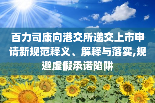 百力司康向港交所遞交上市申請新規(guī)范釋義、解釋與落實(shí),規(guī)避虛假承諾陷阱