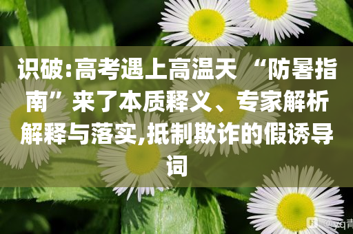 識破:高考遇上高溫天 “防暑指南”來了本質(zhì)釋義、專家解析解釋與落實,抵制欺詐的假誘導(dǎo)詞
