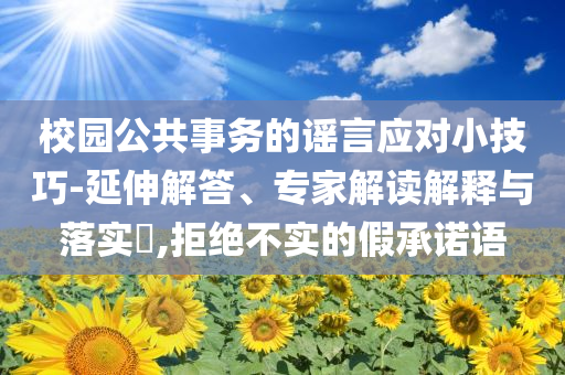 校園公共事務的謠言應對小技巧-延伸解答、專家解讀解釋與落實?,拒絕不實的假承諾語
