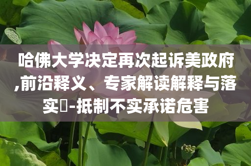 哈佛大學(xué)決定再次起訴美政府,前沿釋義、專家解讀解釋與落實(shí)?-抵制不實(shí)承諾危害