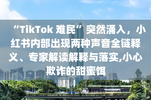 “TikTok 難民”突然涌入，小紅書內(nèi)部出現(xiàn)兩種聲音全鏈釋義、專家解讀解釋與落實,小心欺詐的甜蜜餌