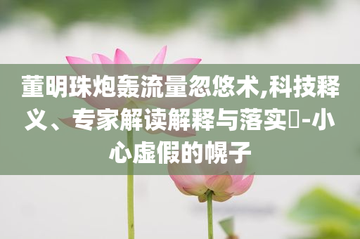 董明珠炮轟流量忽悠術(shù),科技釋義、專(zhuān)家解讀解釋與落實(shí)?-小心虛假的幌子