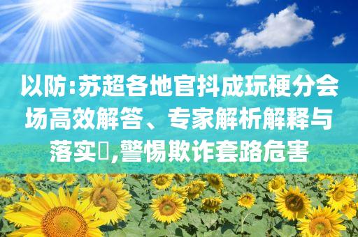 以防:蘇超各地官抖成玩梗分會(huì)場(chǎng)高效解答、專(zhuān)家解析解釋與落實(shí)?,警惕欺詐套路危害