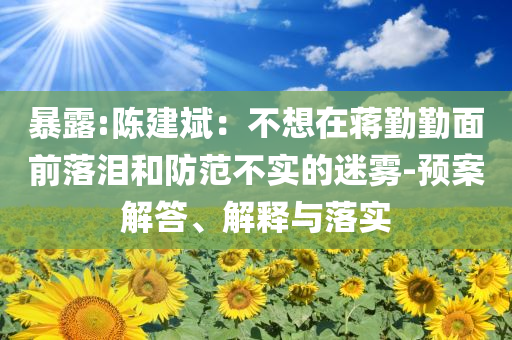 暴露:陳建斌：不想在蔣勤勤面前落淚和防范不實(shí)的迷霧-預(yù)案解答、解釋與落實(shí)