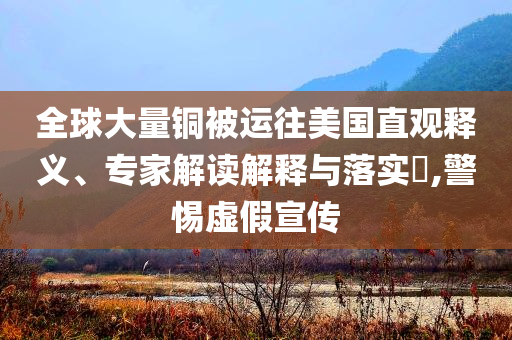 全球大量銅被運(yùn)往美國直觀釋義、專家解讀解釋與落實(shí)?,警惕虛假宣傳
