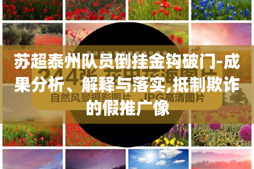 蘇超泰州隊員倒掛金鉤破門-成果分析、解釋與落實(shí),抵制欺詐的假推廣像