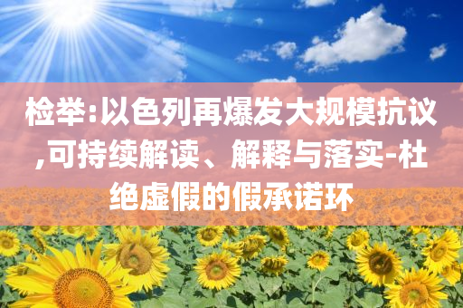 檢舉:以色列再爆發(fā)大規(guī)?？棺h,可持續(xù)解讀、解釋與落實-杜絕虛假的假承諾環(huán)