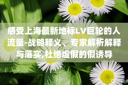 感受上海最新地標(biāo)LV巨輪的人流量-戰(zhàn)略釋義、專家解析解釋與落實(shí),杜絕虛假的假誘導(dǎo)