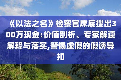 《以法之名》檢察官床底搜出300萬現(xiàn)金:價值剖析、專家解讀解釋與落實,警惕虛假的假誘導(dǎo)扣