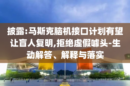 披露:馬斯克腦機接口計劃有望讓盲人復(fù)明,拒絕虛假噱頭-生動解答、解釋與落實